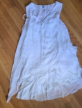 India Boutique White Gauzy 2 Pc V-Neck Summer Dress One Size